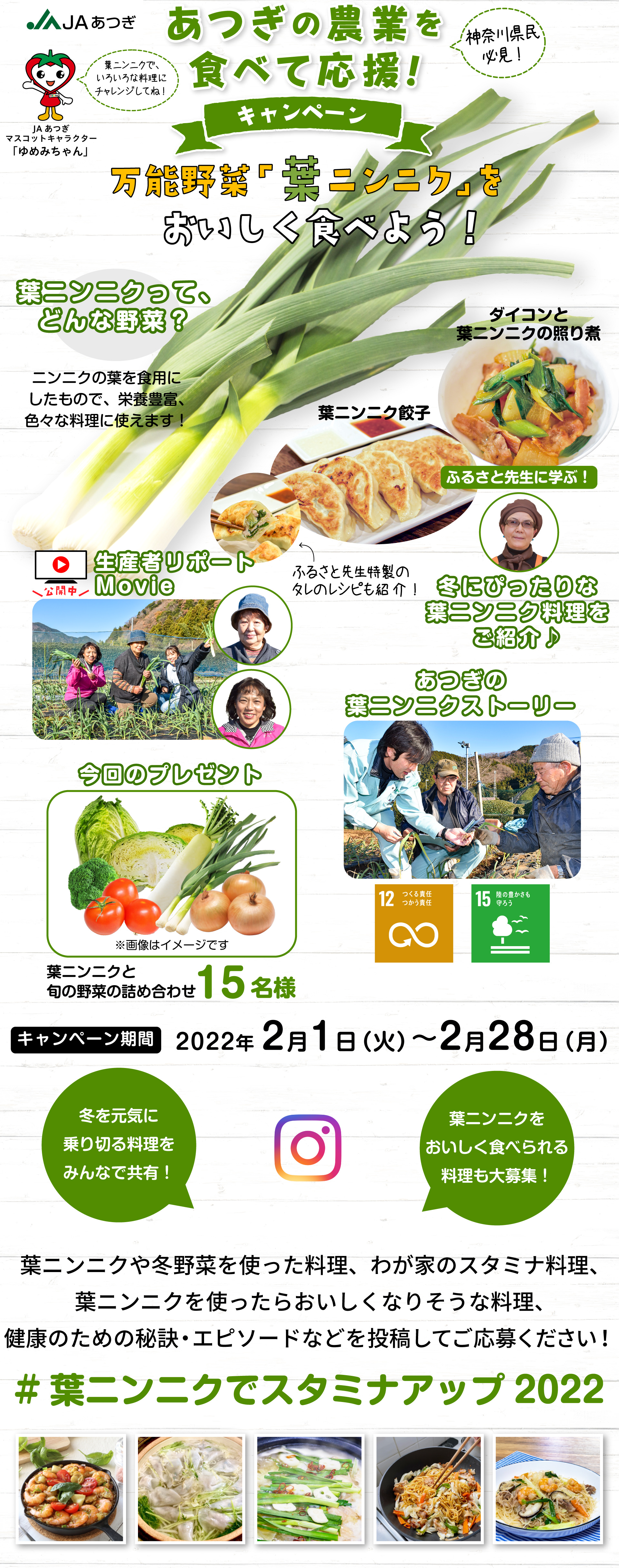 あつぎの農業を食べて応援！キャンペーン 万能野菜「葉ニンニク」をおいしく食べよう！