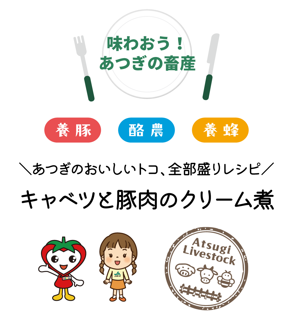 味わおう！あつぎの畜産 あつぎのおいしいトコ、全部盛りレシピ キャベツと豚肉のクリーム煮