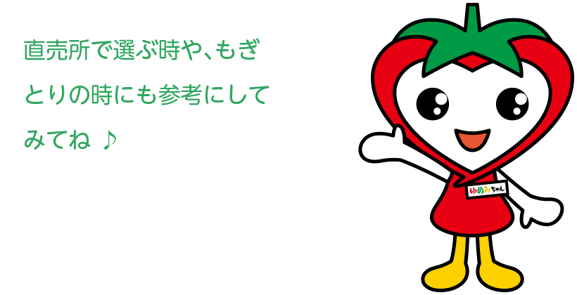 ゆめみちゃん「直売所で選ぶ時や、もぎとりの時にも参考にしてみてね♪」