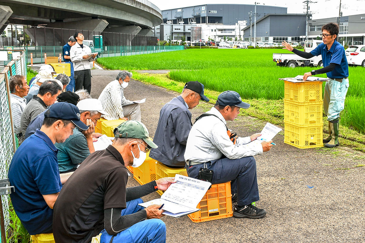 栽培管理のポイントを学ぶ参加者の写真
